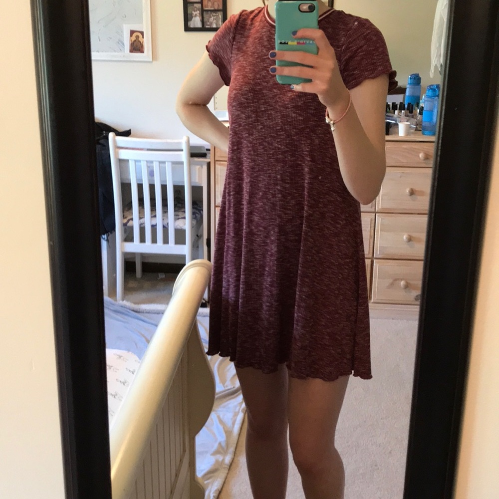 Cute burgundy T-shirt dress